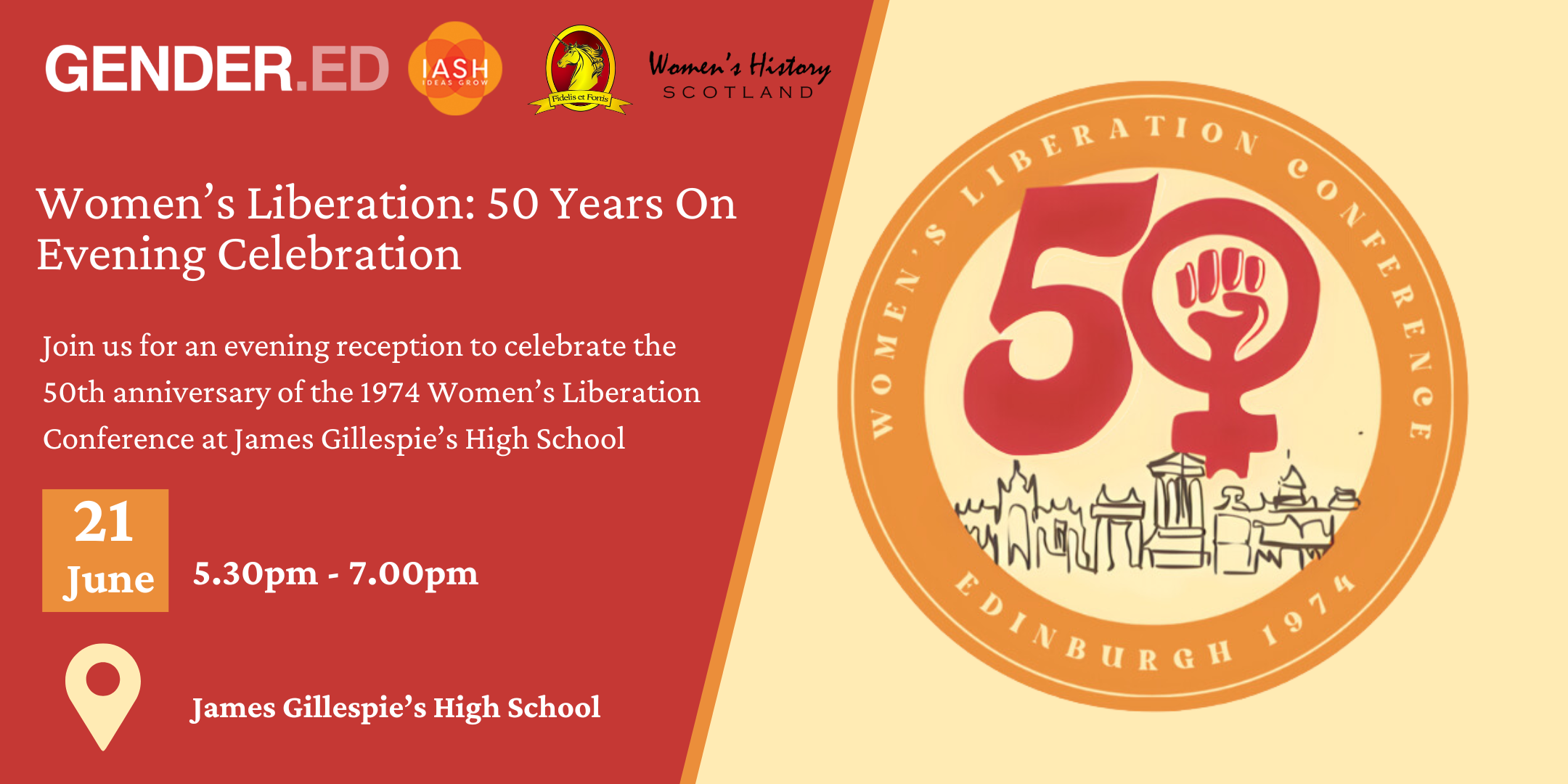 A poster for Women’s Liberation: 50 Years On – Evening Celebration