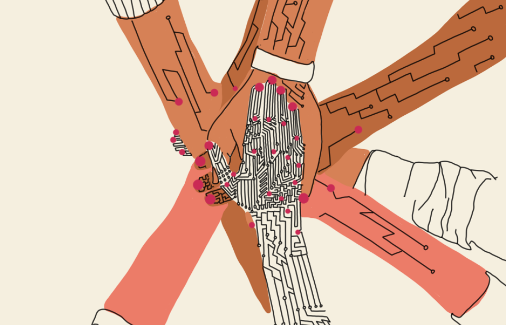 Illustration of people holding hands